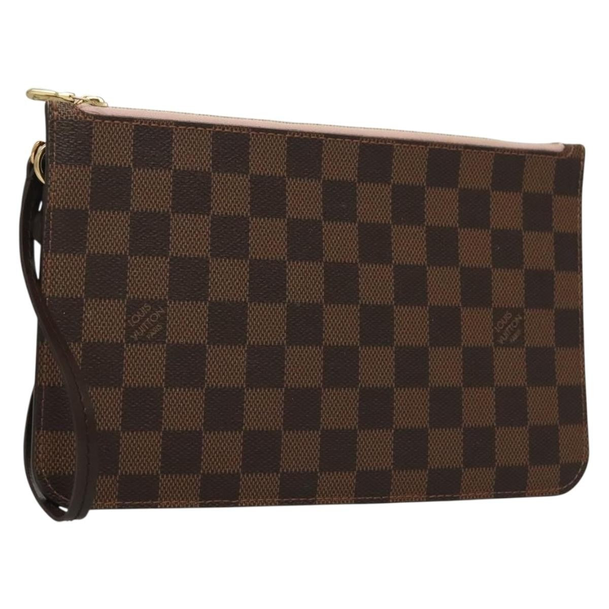 Louis Vuitton Neverfull Pochette Damier, BROWN, CANVAS, Tote bag