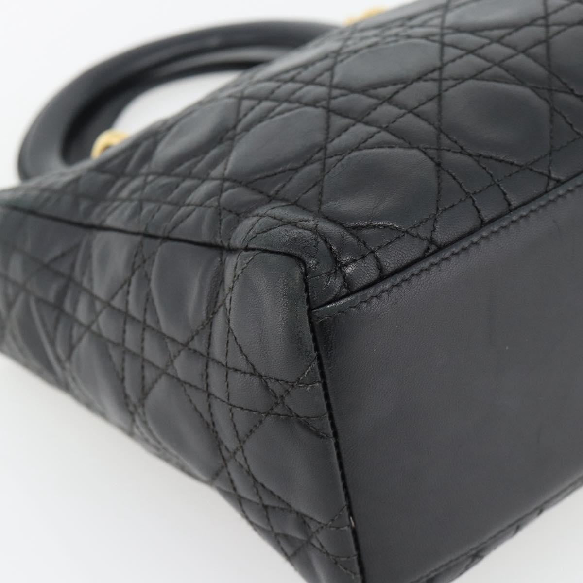 Christian Dior Lady Dior Bag Leather, Black, Leather, Handbag
