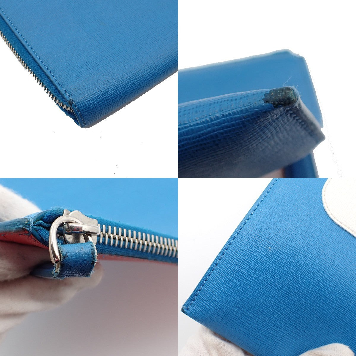 Fendi Monster Clutch Leather, BLUE, LEATHER, Clutche & pouche