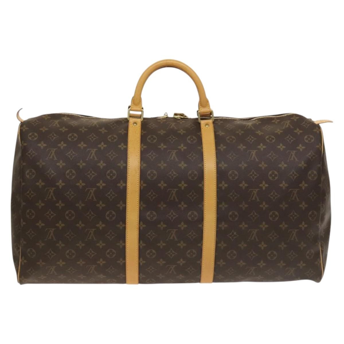 Louis Vuitton Keepall Bag Monogram Canvas, BROWN, CANVAS, Travel bag