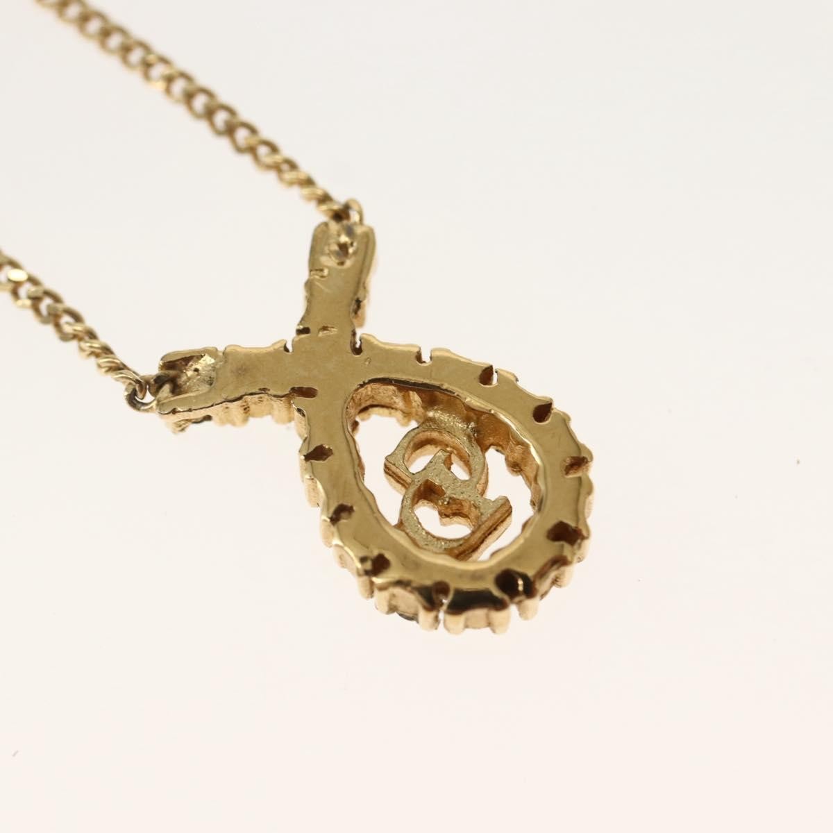 Christian Dior CD Pendant Necklace Metal and Crystals, GOLD, METAL, Necklace