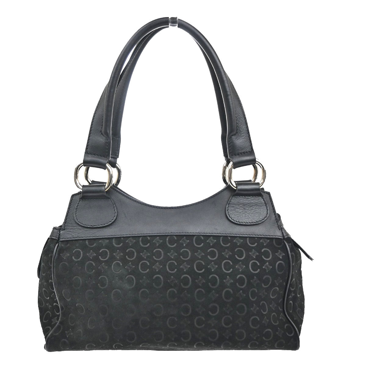 Celine C Macadam Handbag Suede, BLACK, SUEDE, Shoulder bag