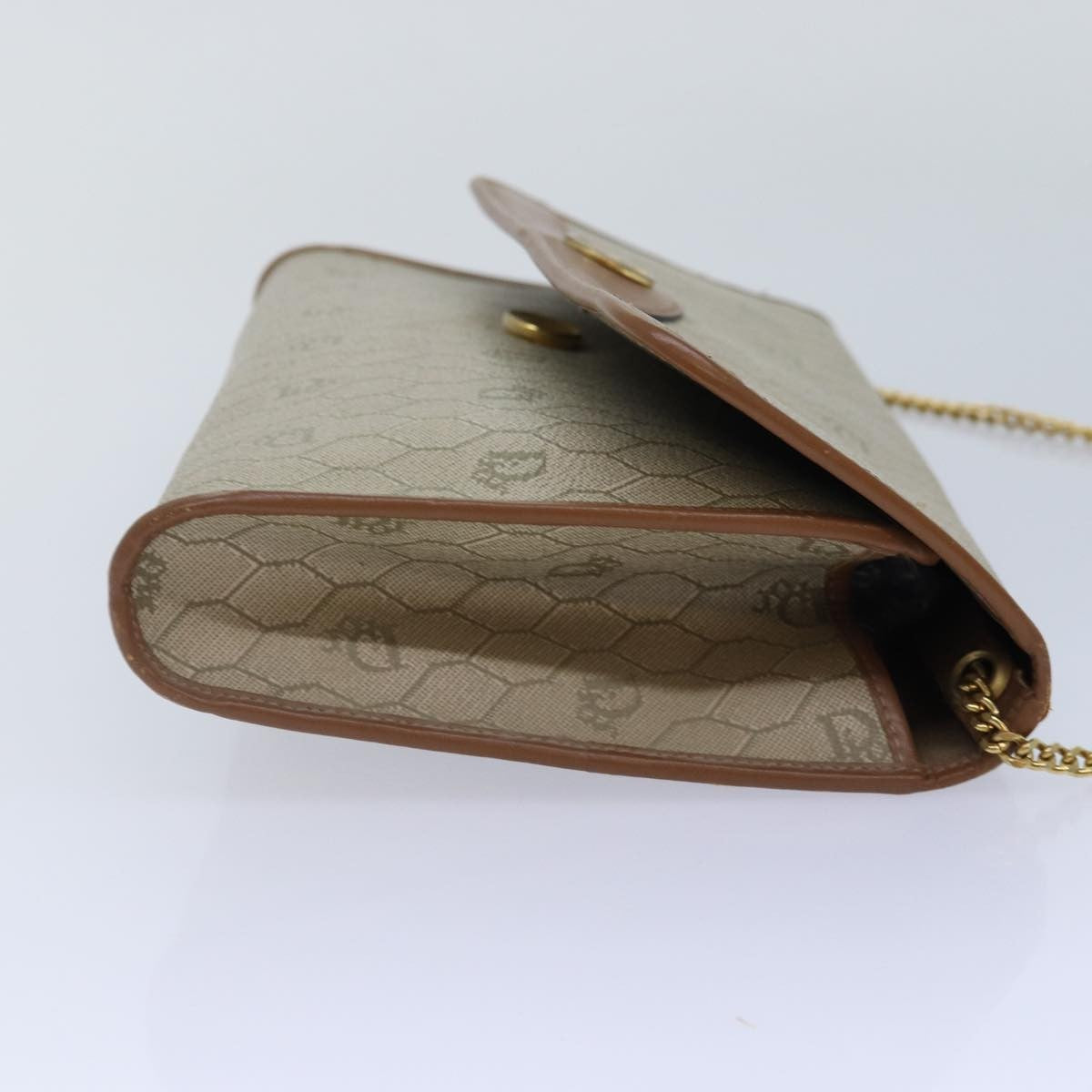 Christian Dior Vintage Honeycomb chain Canvas, BEIGE, PVC, Shoulder bag