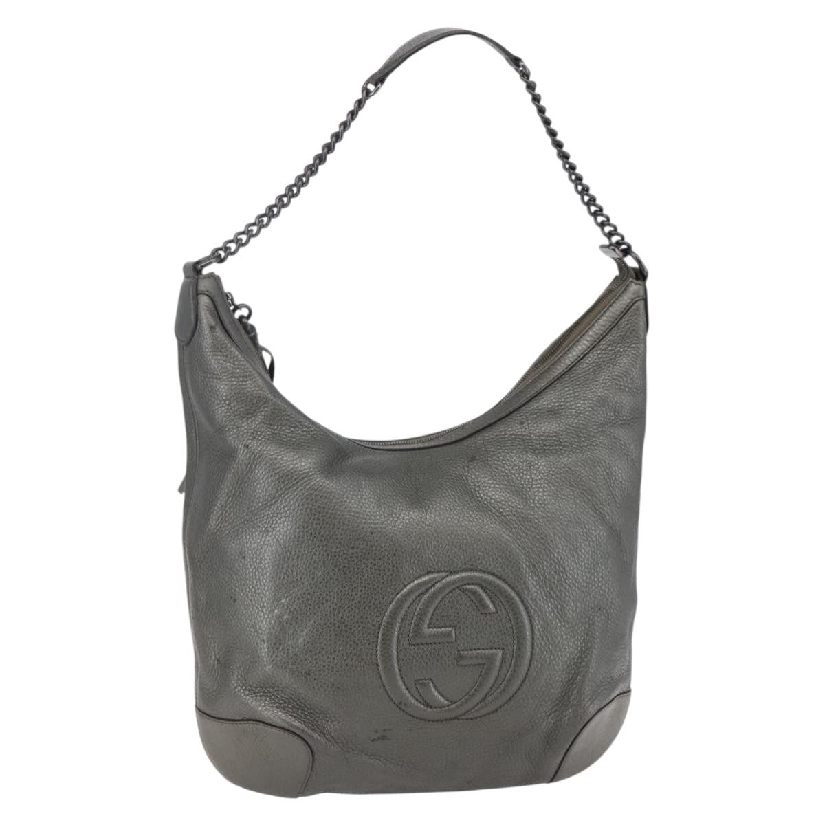 Gucci Soho Chain Hobo Leather, SILVER, LEATHER, Shoulder bag