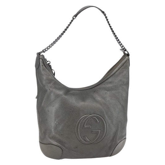 Gucci Soho Chain Hobo Leather, SILVER, LEATHER, Shoulder bag