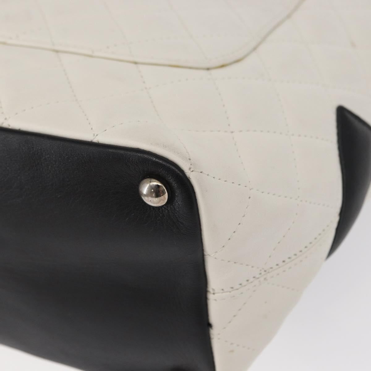 Chanel Cambon Tote Quilted Leather, WHITE, LEATHER, Tote bag