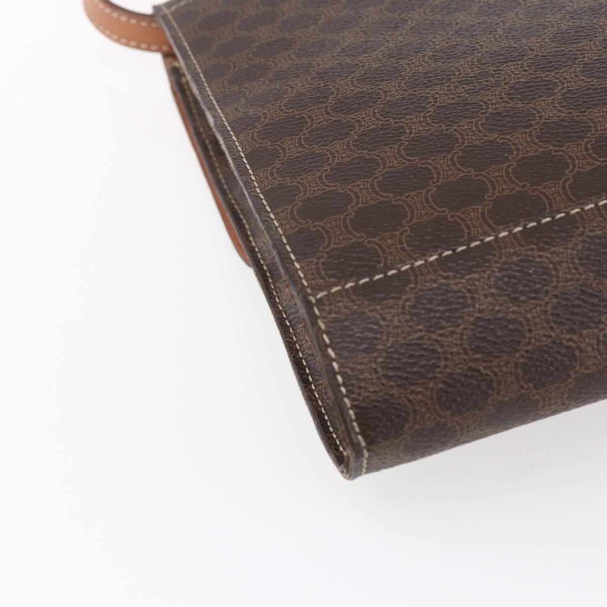 Celine Vintage Macadam Circle Logo Shoulder Bag Canvas and Leather, BROWN, CANVAS, Shoulder bag