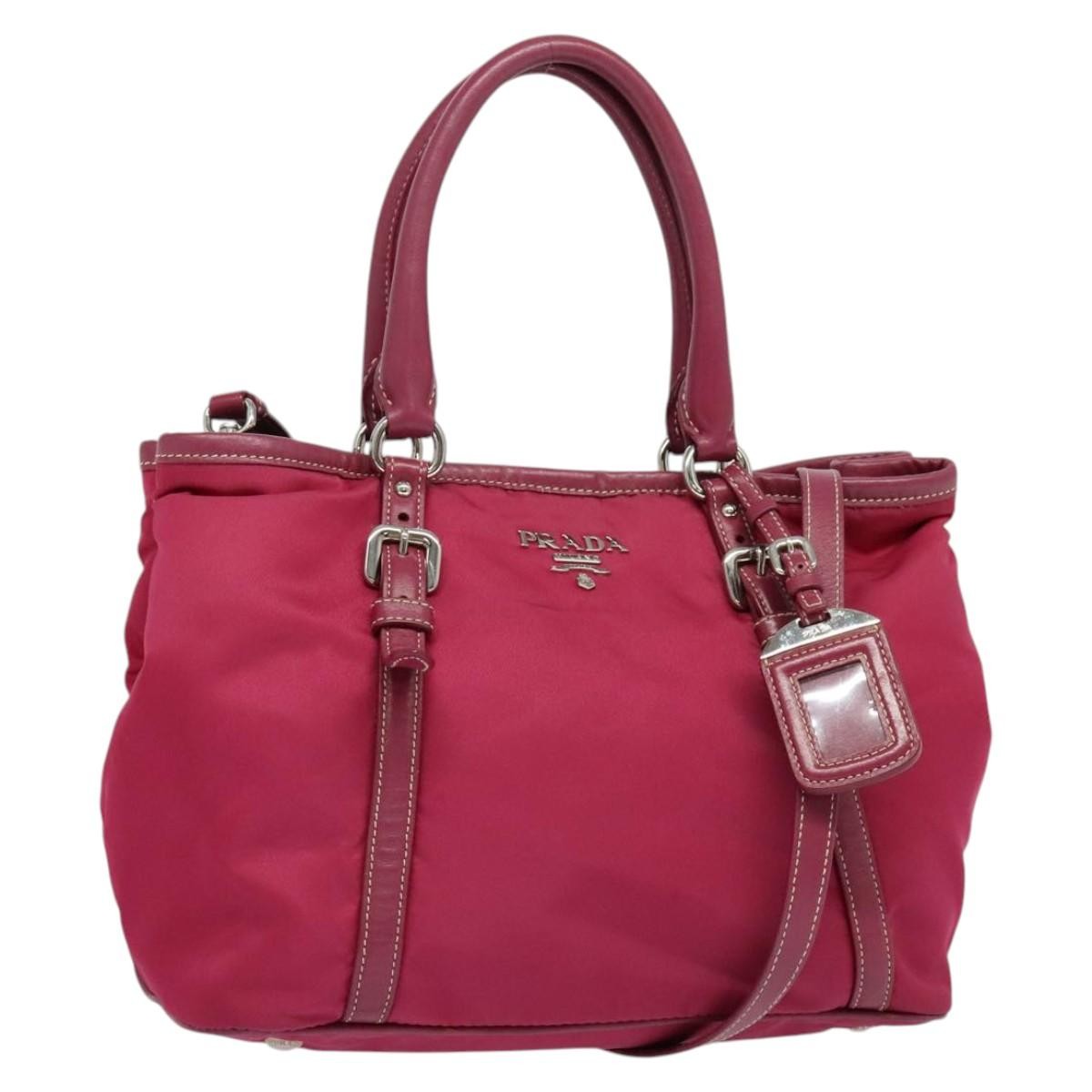 Prada Convertible Belted Hobo Tessuto with Leather, PINK, NYLON, Tote bag