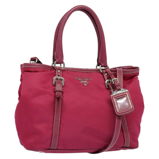 Prada Convertible Belted Hobo Tessuto with Leather, PINK, NYLON, Tote bag