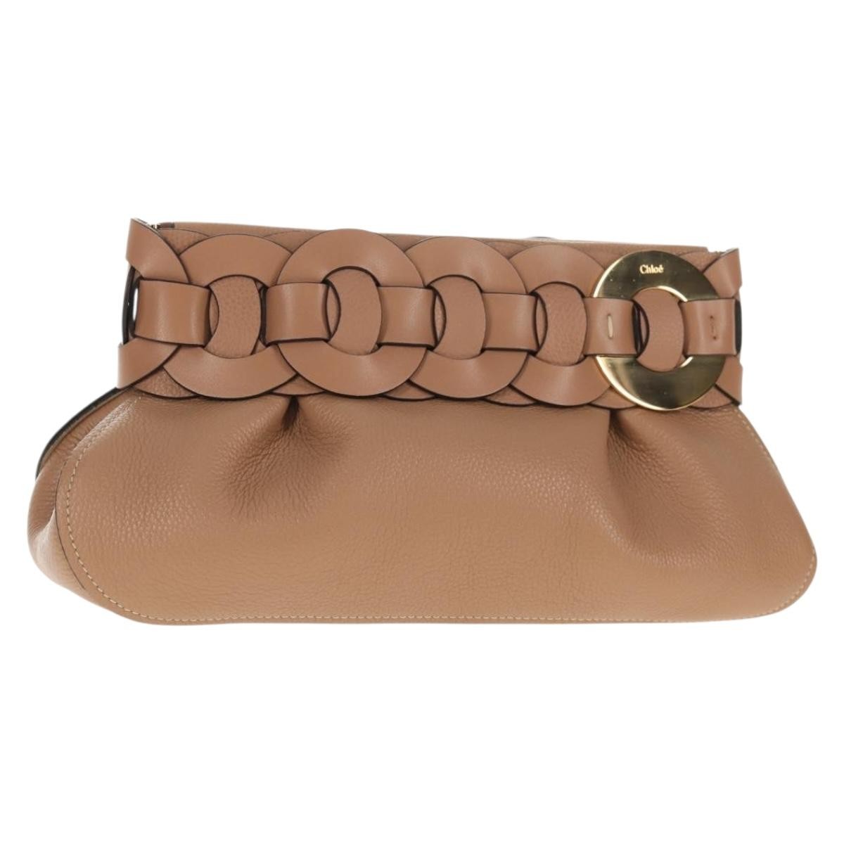 Chloe Darryl Clutch Leather, BEIGE, LEATHER, Clutche & pouche