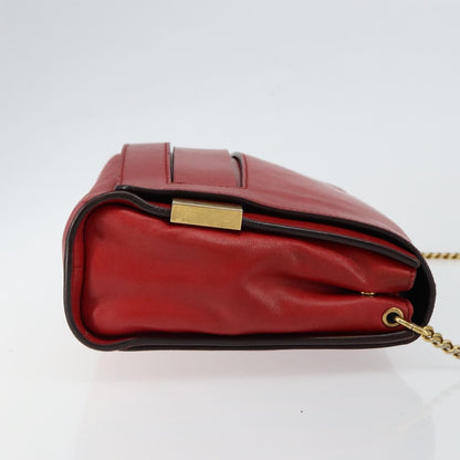 Chloe Elle Chain Clutch Leather, RED, LEATHER, Clutche & pouche