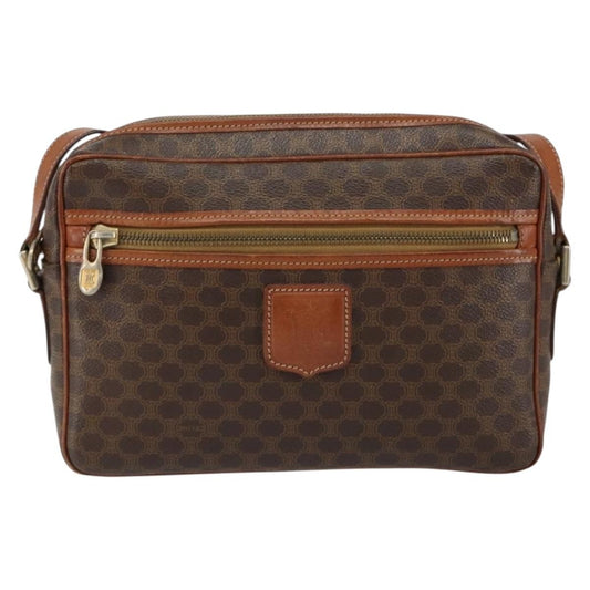 Celine Vintage Macadam Shoulder Bag Canvas and Leather, BROWN, CANVAS, Shoulder bag