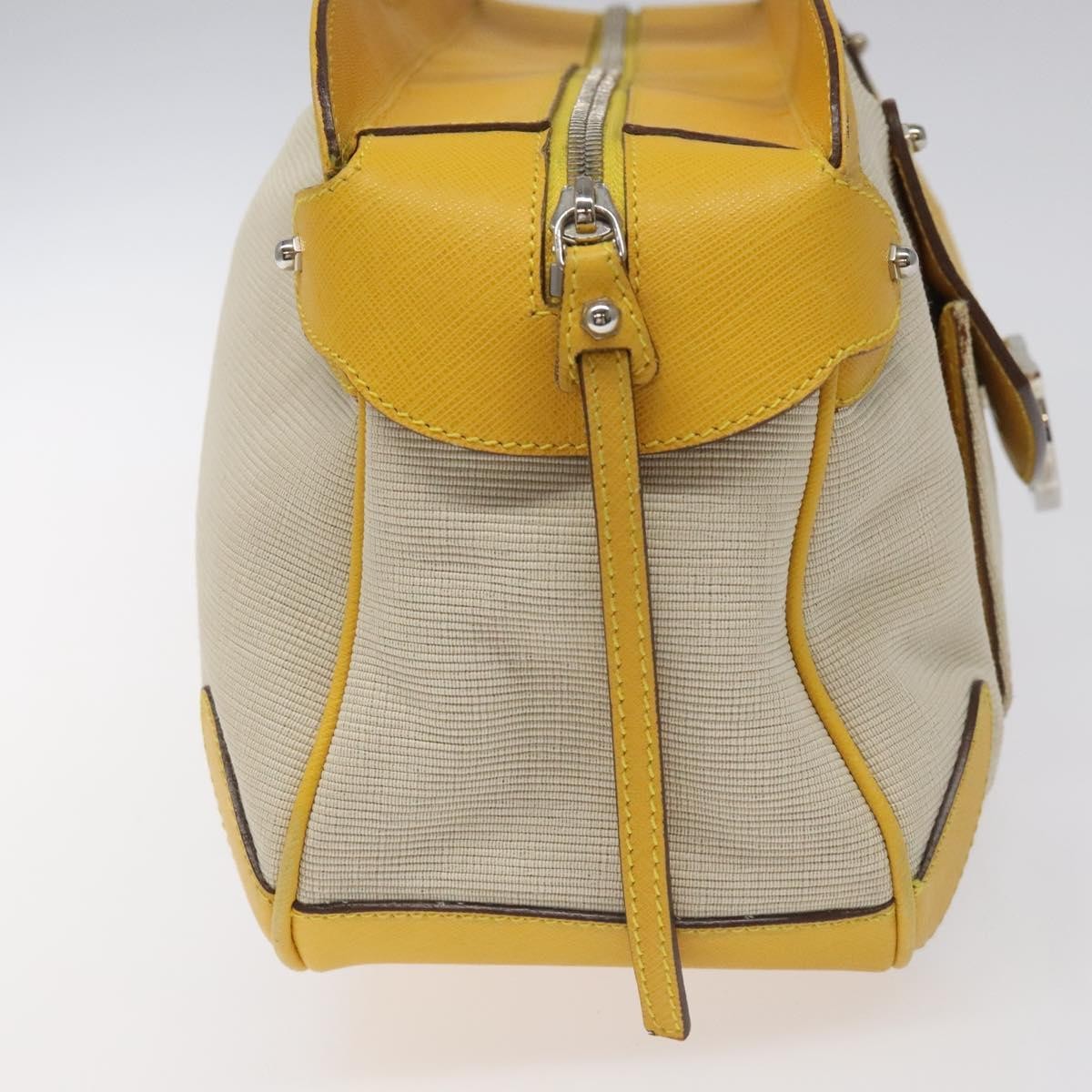 Salvatore Ferragamo Gancini handbag Canvas and Leather, YELLOW, CANVAS, Handbag