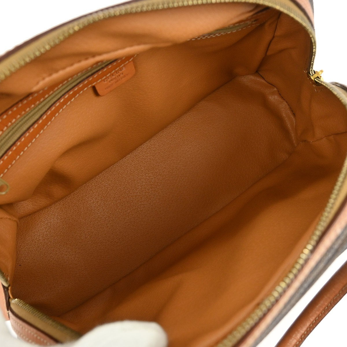 Celine Vintage Macadam Handbag Canvas and Leather, BROWN, CANVAS, Handbag