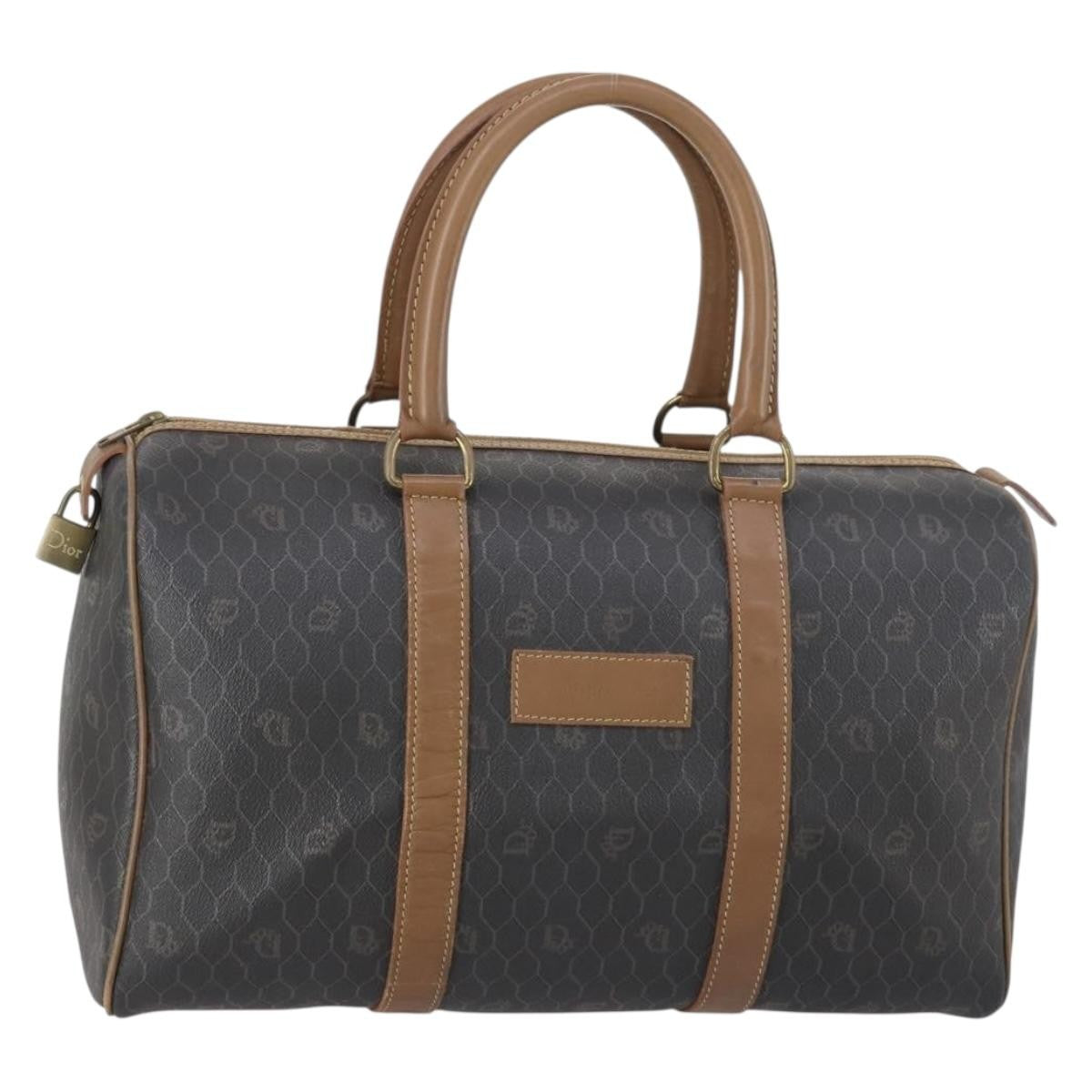 Christian Dior Vintage Honeycomb Boston bag Canvas and Leather, BLACK, CANVAS, Travel bag