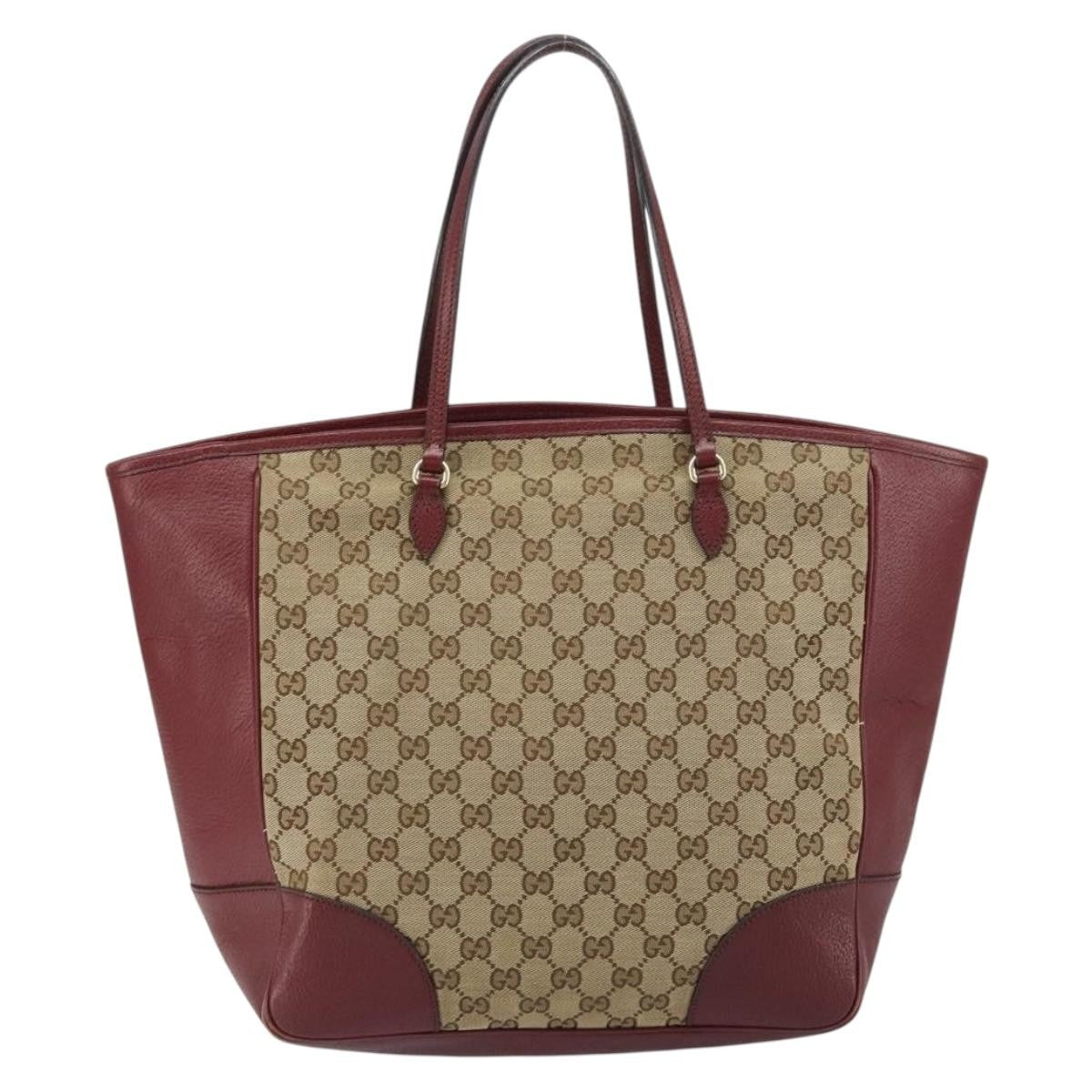 Gucci Bree Tote GG Canvas with Leather, BEIGE, CANVAS, Tote bag