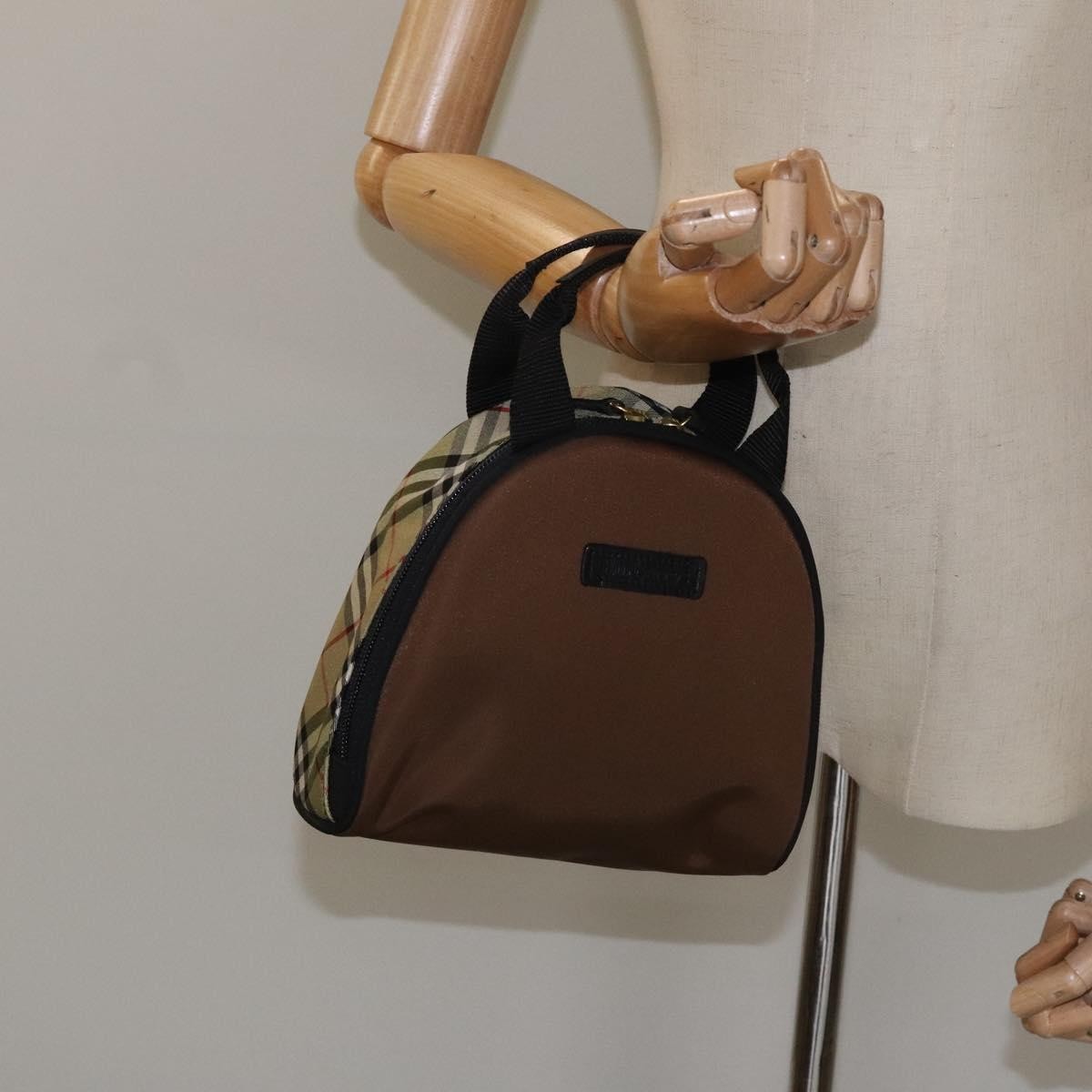 Burberry Nova Check Handbag Nylon, BROWN, NYLON, Handbag