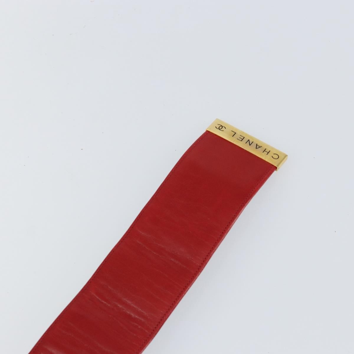 Chanel Square Buckle Belt Leather, RED, LEATHER, Belts