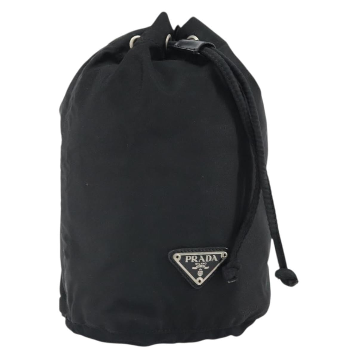 Prada Drawstring Travel Pouch Tessuto, BLACK, NYLON, Clutche & pouche