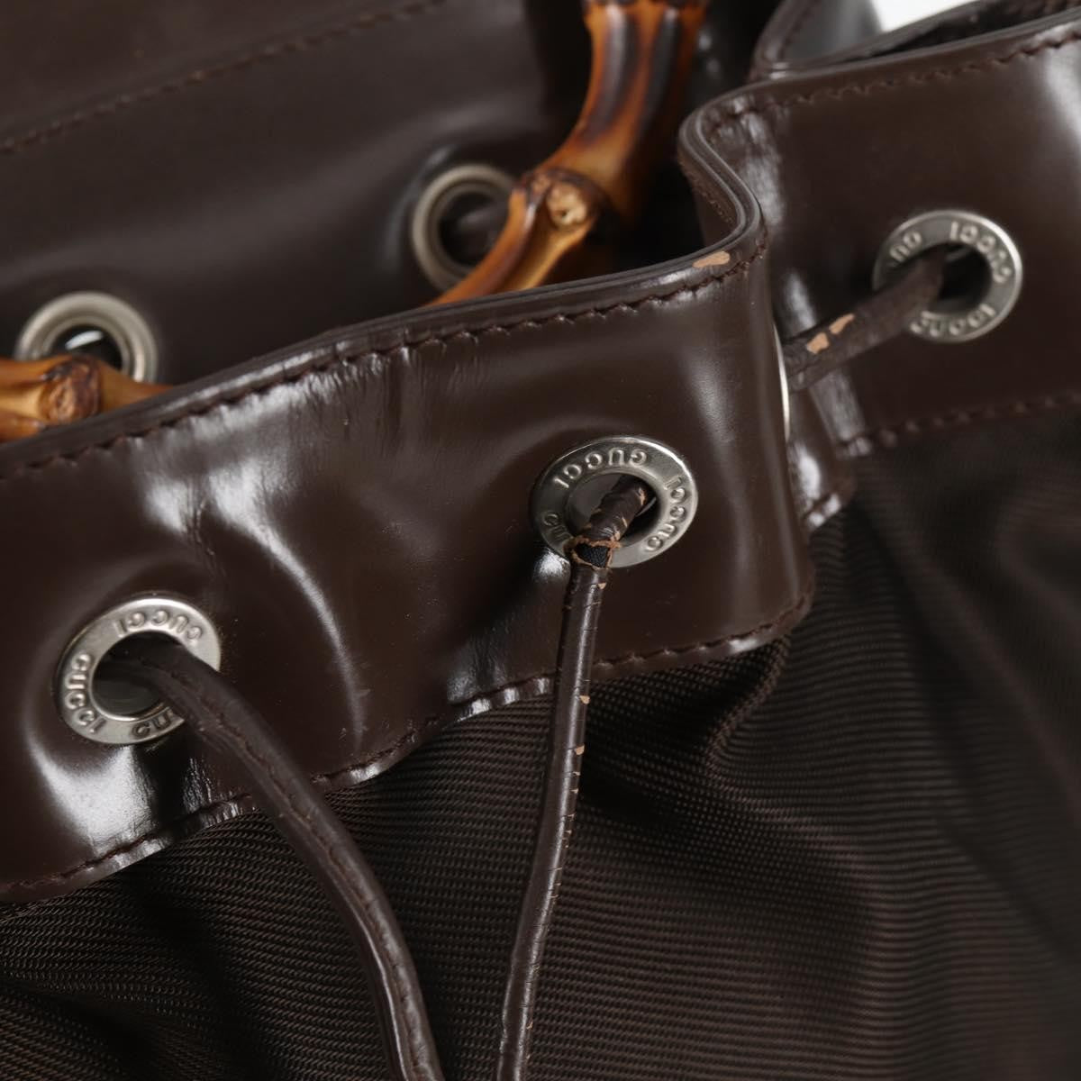 Gucci Vintage Bamboo Sling Backpack Nylon, BROWN, NYLON, Backpack