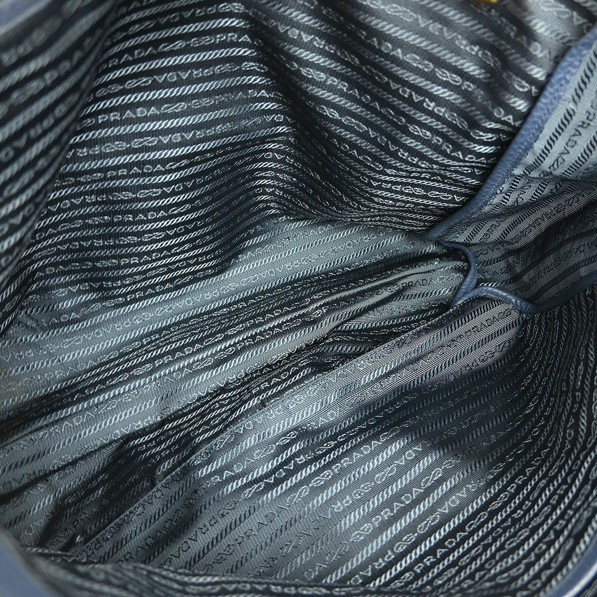 Prada Convertible Shopper Tote Vitello Daino, NAVY, LEATHER, Tote bag