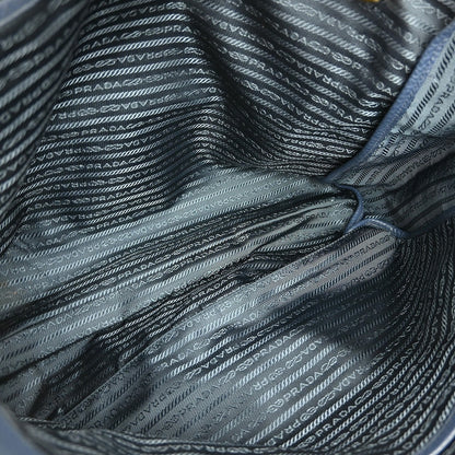 Prada Convertible Shopper Tote Vitello Daino, NAVY, LEATHER, Tote bag