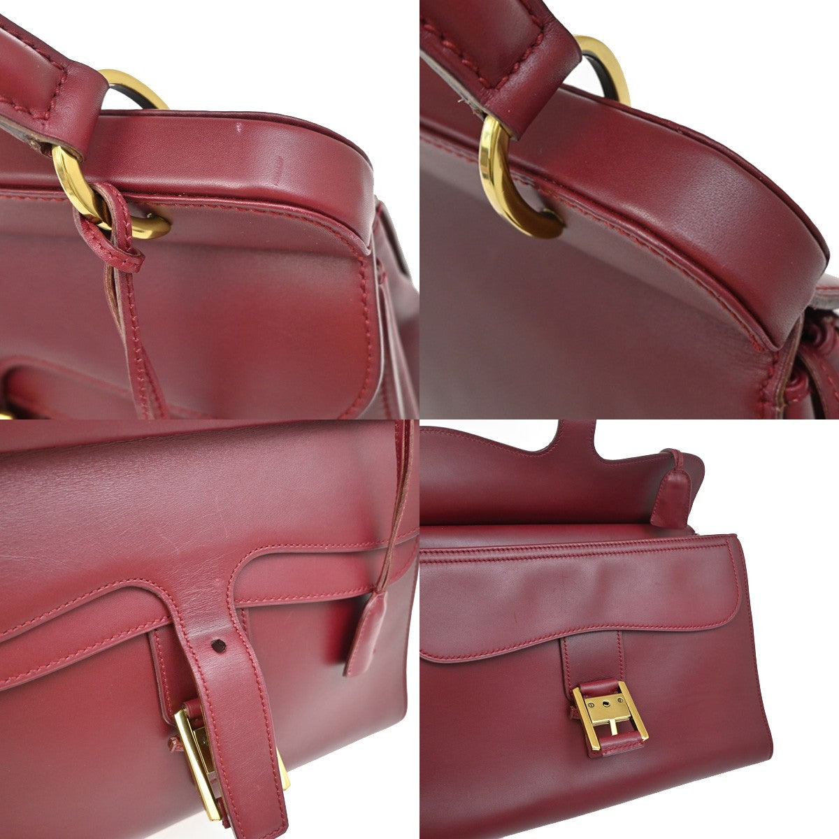 Gucci Belt Buckle Top Handle Bag Leather, RED, LEATHER, Handbag