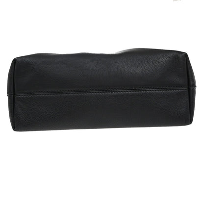 Prada Embossed Logo Convertible Open Tote Vitello Daino, BLACK, LEATHER, Tote bag