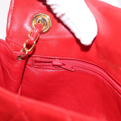 Chanel Camellia Rounded Clutch Satin and Leather, RED, LEATHER, Shoulder bag