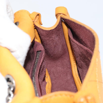 Chanel Chain Flap Bag Quilted Leather, ORANGE, LEATHER, Shoulder bag