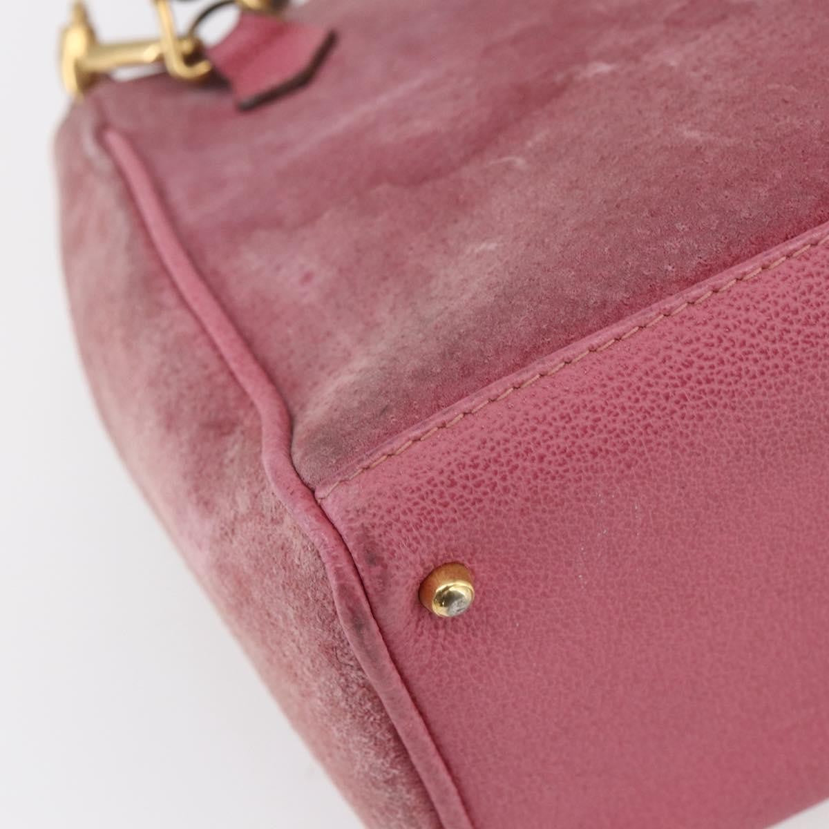 Gucci Vintage Bamboo Handle Bag Suede, PINK, SUEDE, Handbag