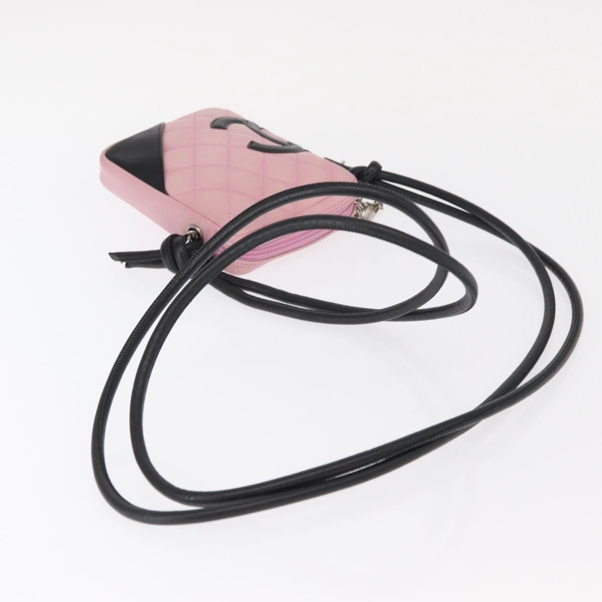 Chanel Cambon Crossbody Bag Quilted Leather, PINK, LEATHER, Clutche & pouche