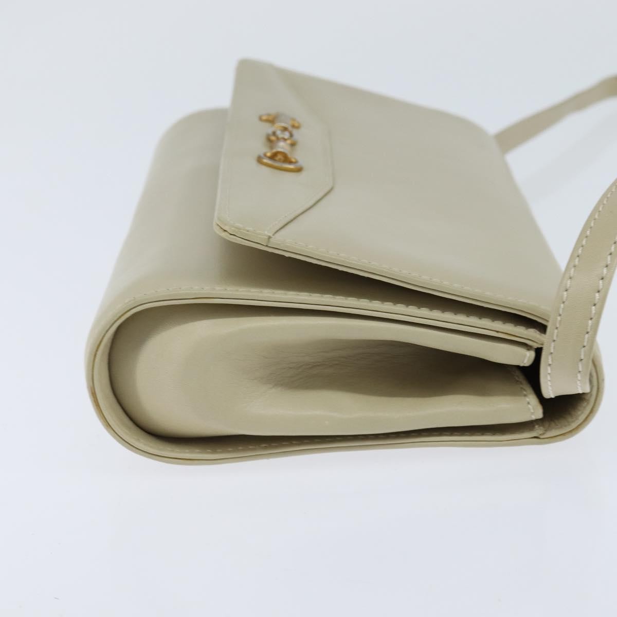 Celine Flap Shoulder Bag Leather, BEIGE, LEATHER, Shoulder bag