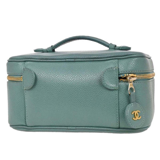 Chanel Vintage Timeless Vanity Case Caviar, GREEN, LEATHER, Clutche & pouche