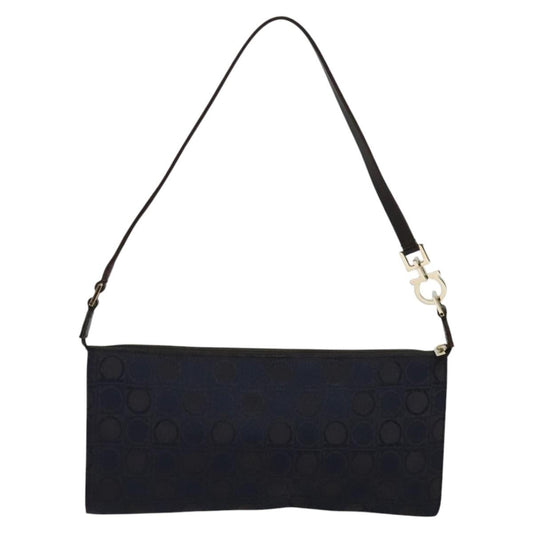 Salvatore Ferragamo Gancini handbag Canvas, NAVY, CANVAS, Handbag