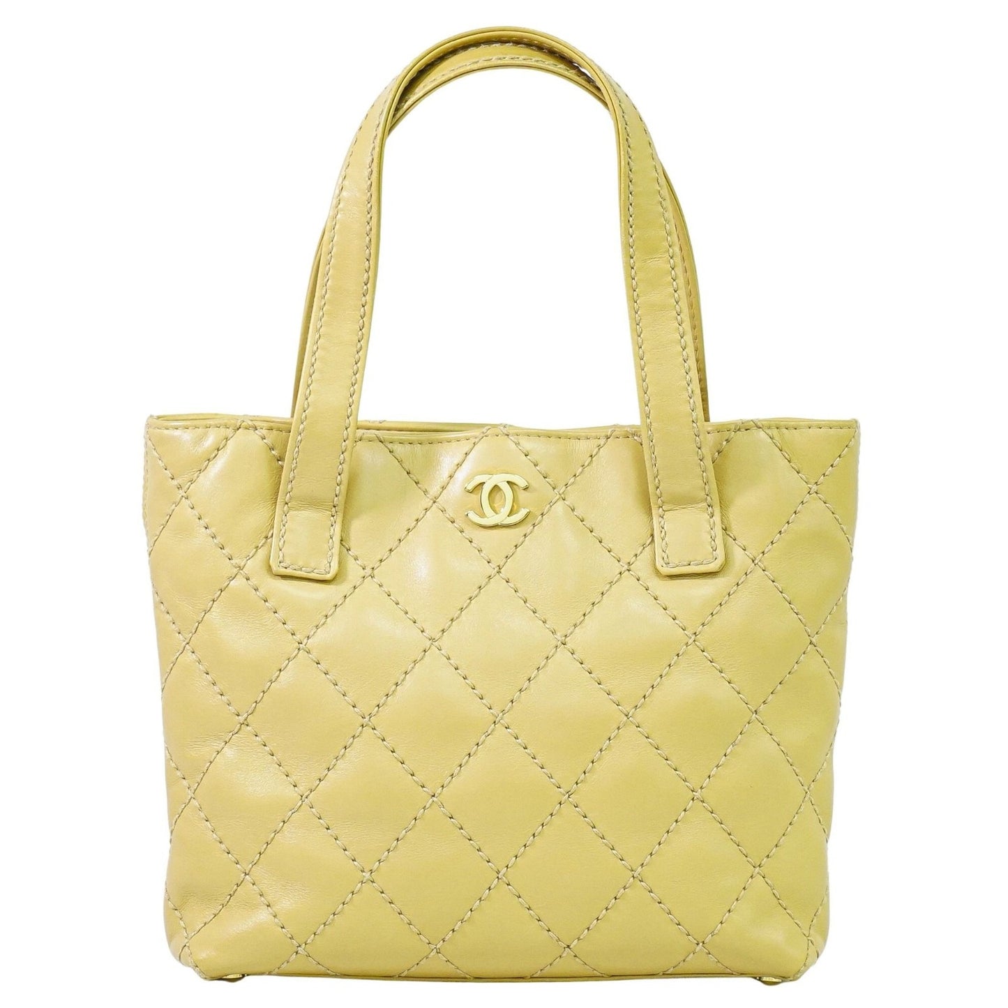 Chanel Surpique Tote Quilted Leather, BEIGE, LEATHER, Tote bag