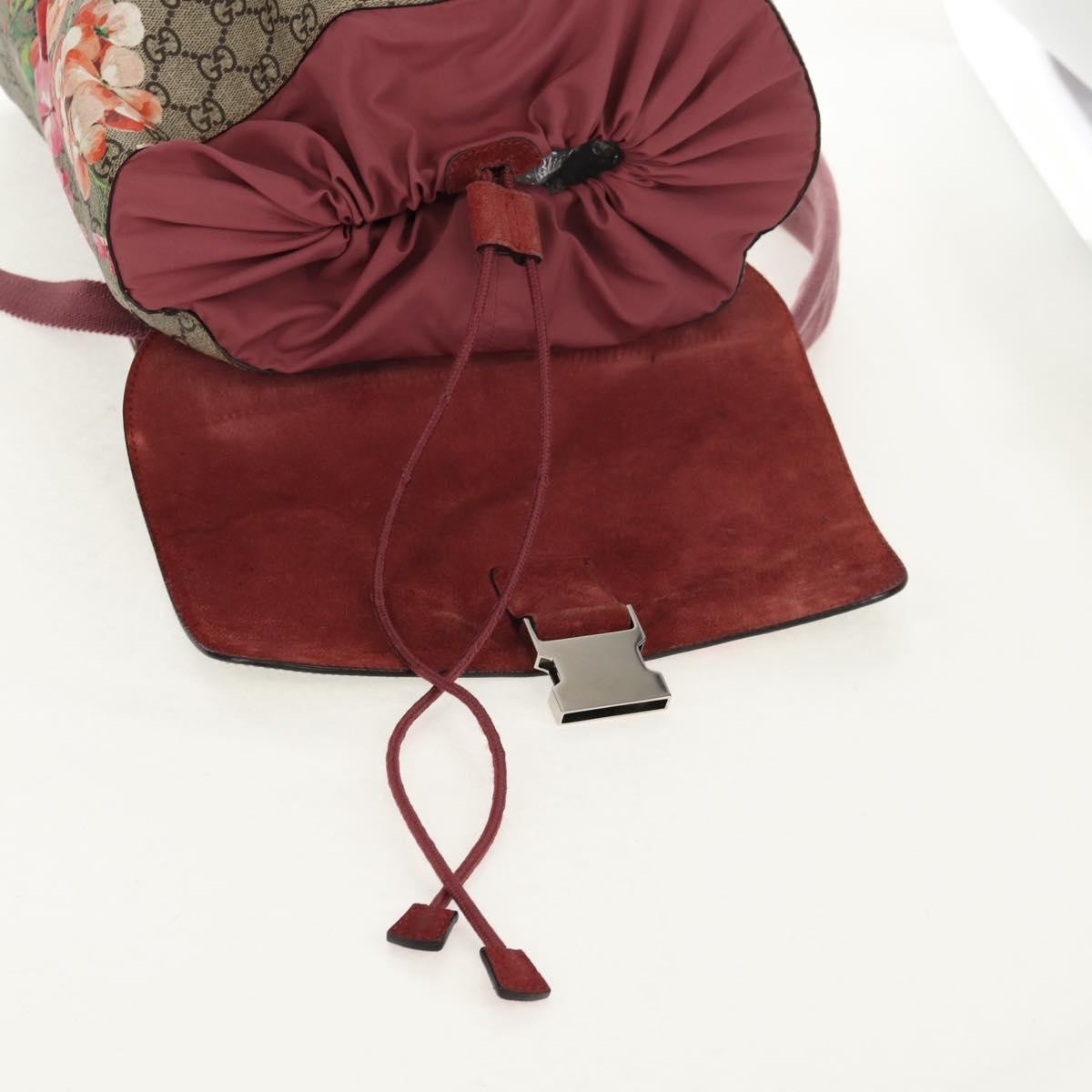 Gucci Buckle Backpack Blooms Print GG Coated Canvas, BEIGE, CANVAS, Backpack