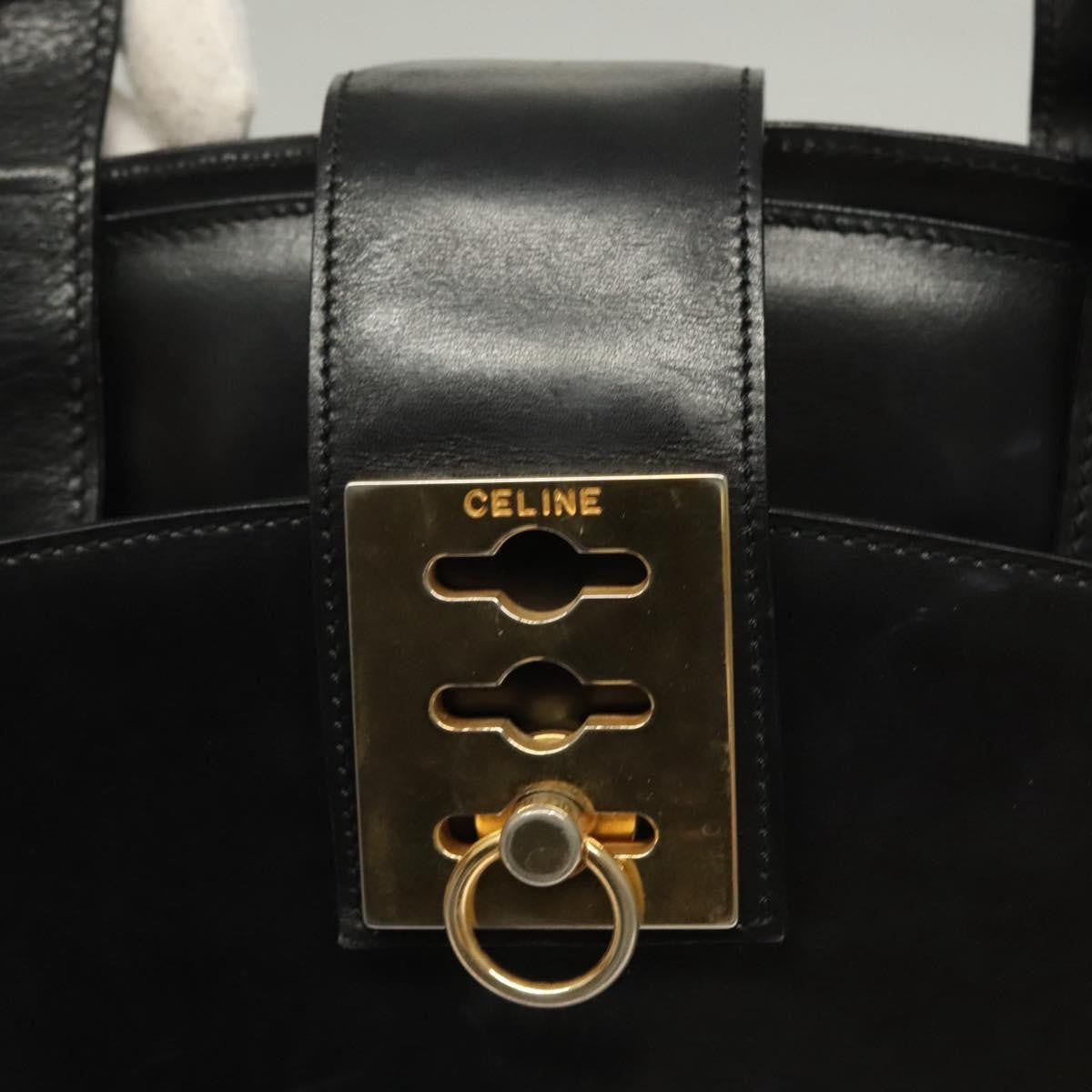 Celine Shoulder Bag Leather, BLACK, LEATHER, Shoulder bag