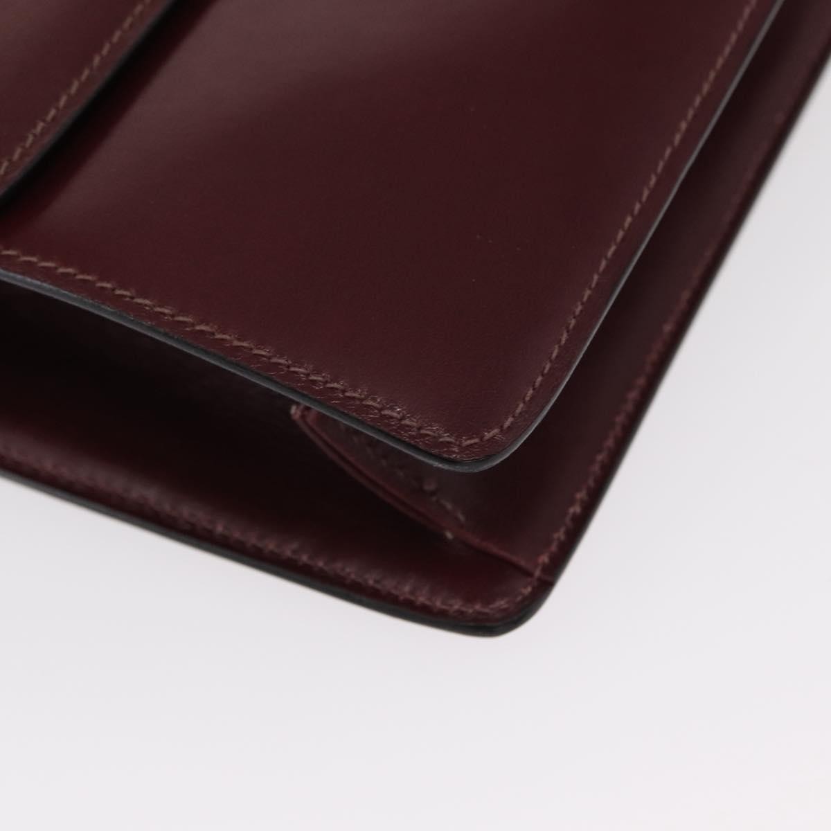 Celine Vintage Flap Shoulder Bag Leather, BURGUNDY, LEATHER, Shoulder bag