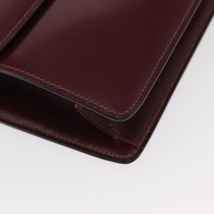Celine Vintage Flap Shoulder Bag Leather, BURGUNDY, LEATHER, Shoulder bag