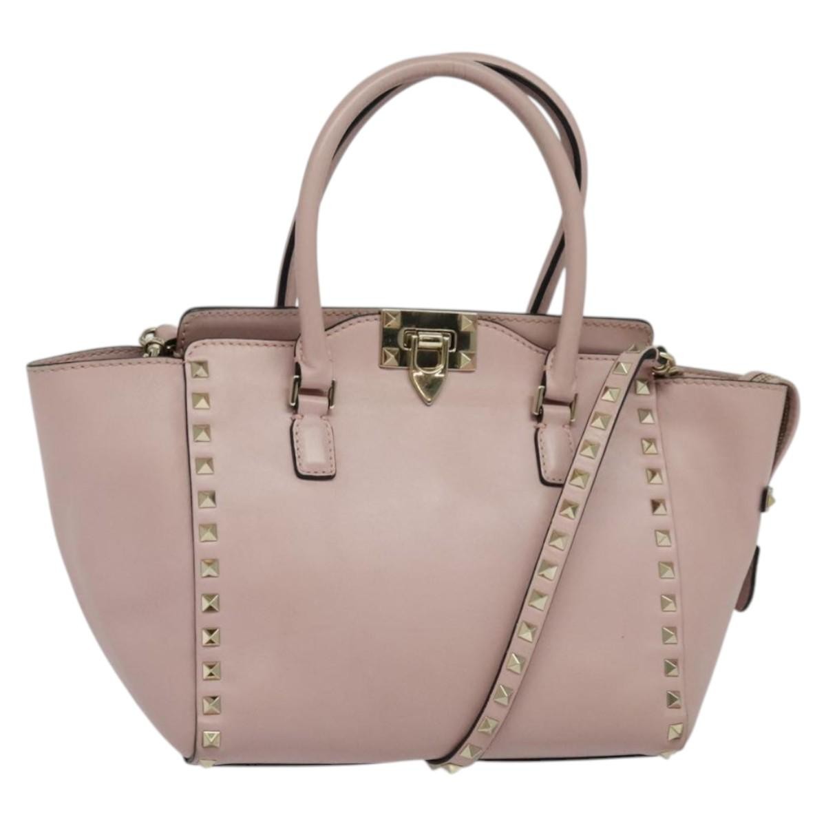 Valentino Garavani Rockstud Tote Rigid Leather, PINK, LEATHER, Tote bag