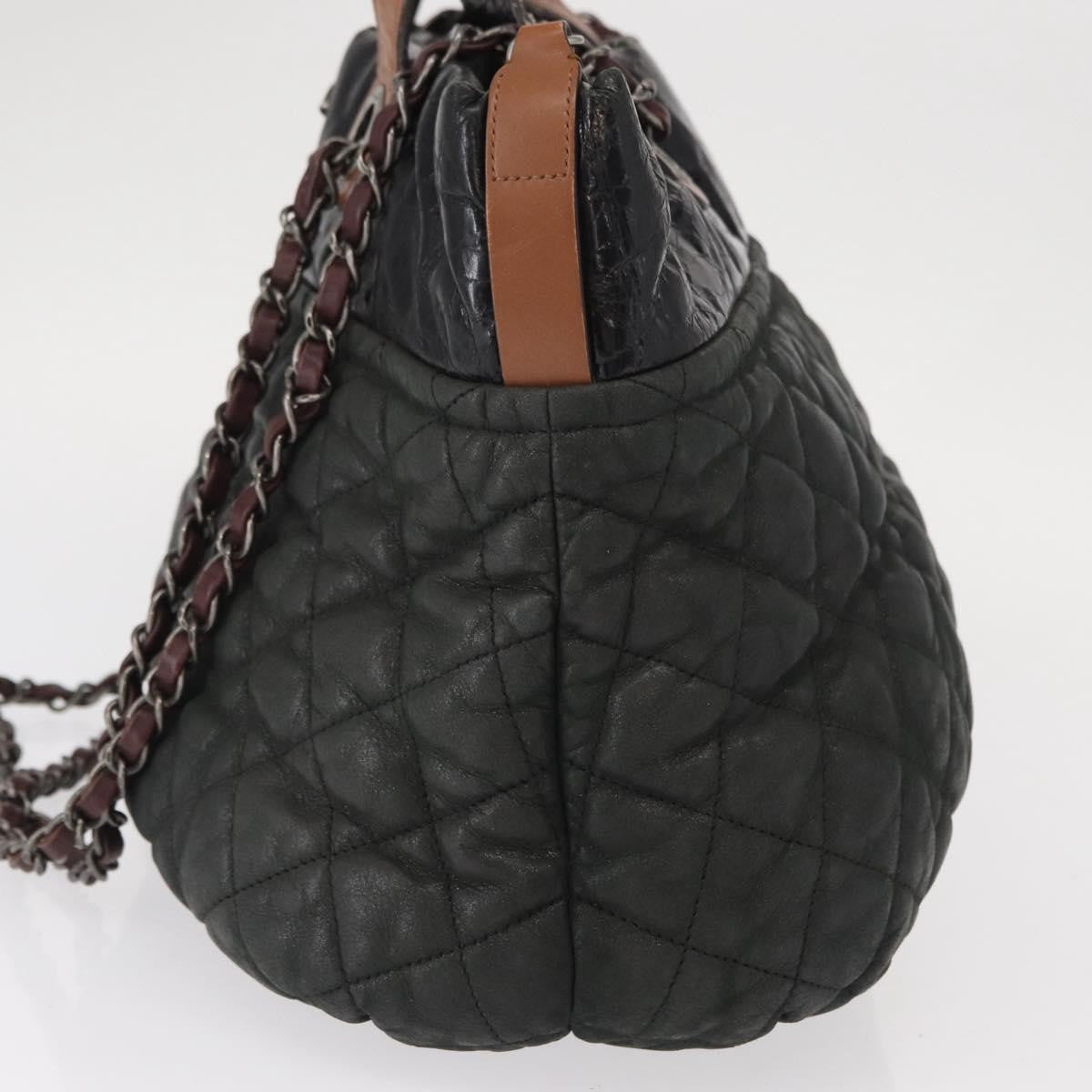 Chanel In The Mix Tote Quilted Iridescent Calfskin, BLACK, LEATHER, Shoulder bag