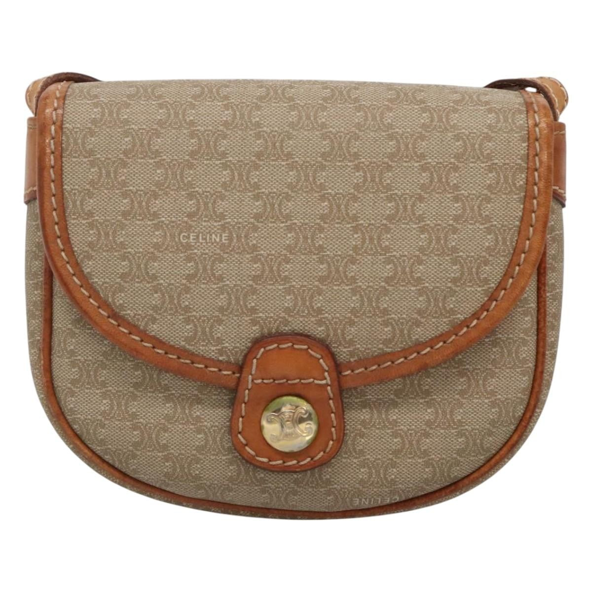 Celine Macadam Shoulder Bag PVC Leather, BEIGE, PVC, Shoulder bag