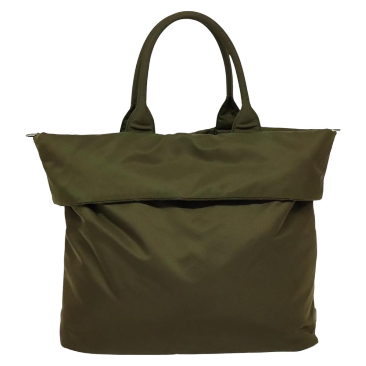 Prada Convertible Double Tote Tessuto, KHAKI, NYLON, Handbag
