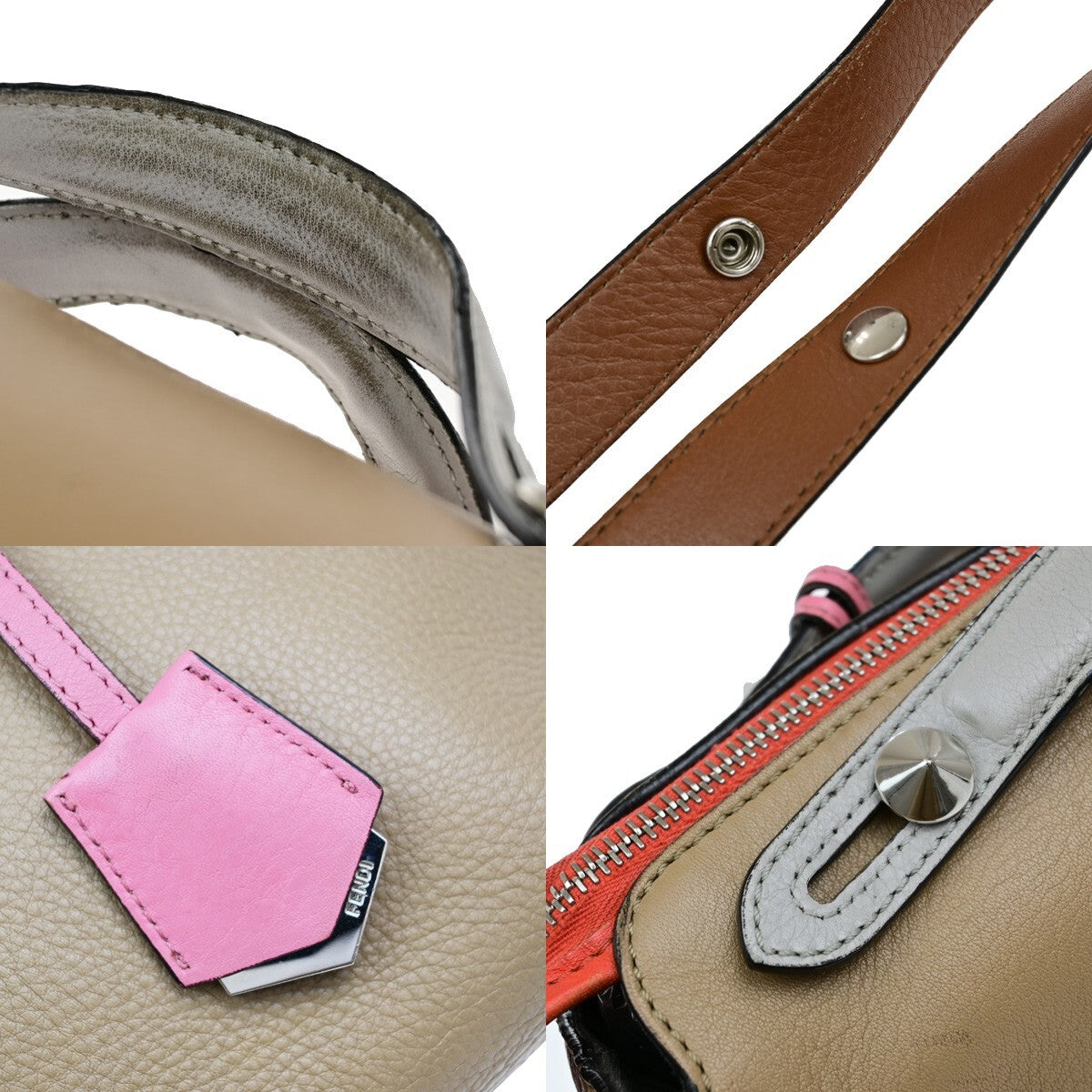 Fendi By The Way Satchel Leather, BEIGE, LEATHER, Handbag