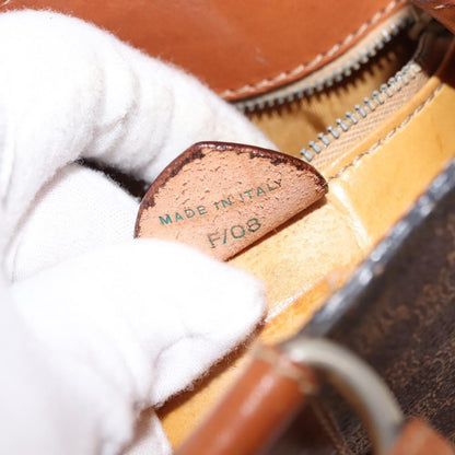 Celine Vintage Macadam Shoulder Bag Canvas, BROWN, PVC, Shoulder bag