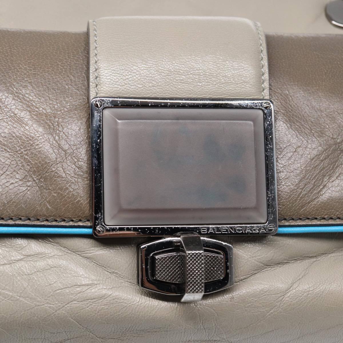 Balenciaga Cherche Midi Chain Shoulder Bag Leather, GRAY, LEATHER, Shoulder bag