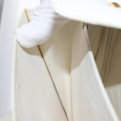 Celine Vintage Shoulder Bag Leather, WHITE, LEATHER, Shoulder bag