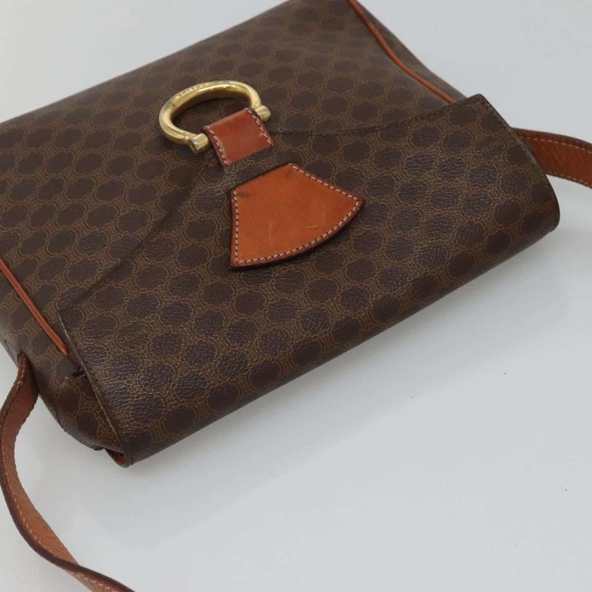 Celine Vintage Macadam Shoulder Bag Canvas and Leather, BROWN, CANVAS, Shoulder bag