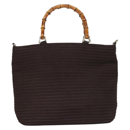 Gucci Vintage Bamboo Handle Tote Nylon, BROWN, SYNTHETIC, Tote bag